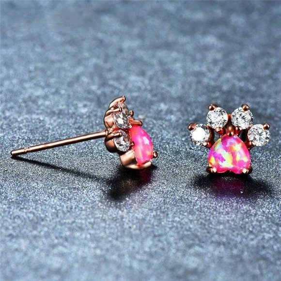 Tiny Paw Earrings, Dog Paw Earring Stud - Picture 5 of 6